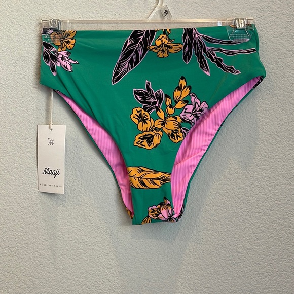 Maaji Other - NWT Maaji Green Symphony Reversible High Waist Bikini Bottom Size Small